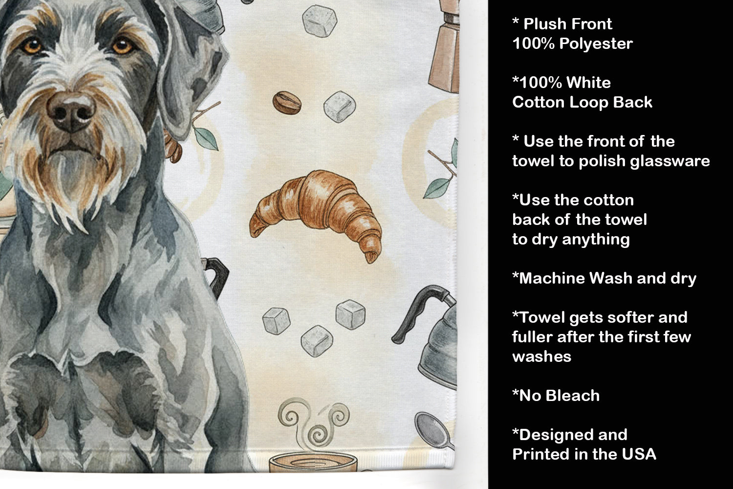 Caroline's Treasures Steel Gray Wirehaired Pointing Griffon Coffee Bar Kitchen Towel