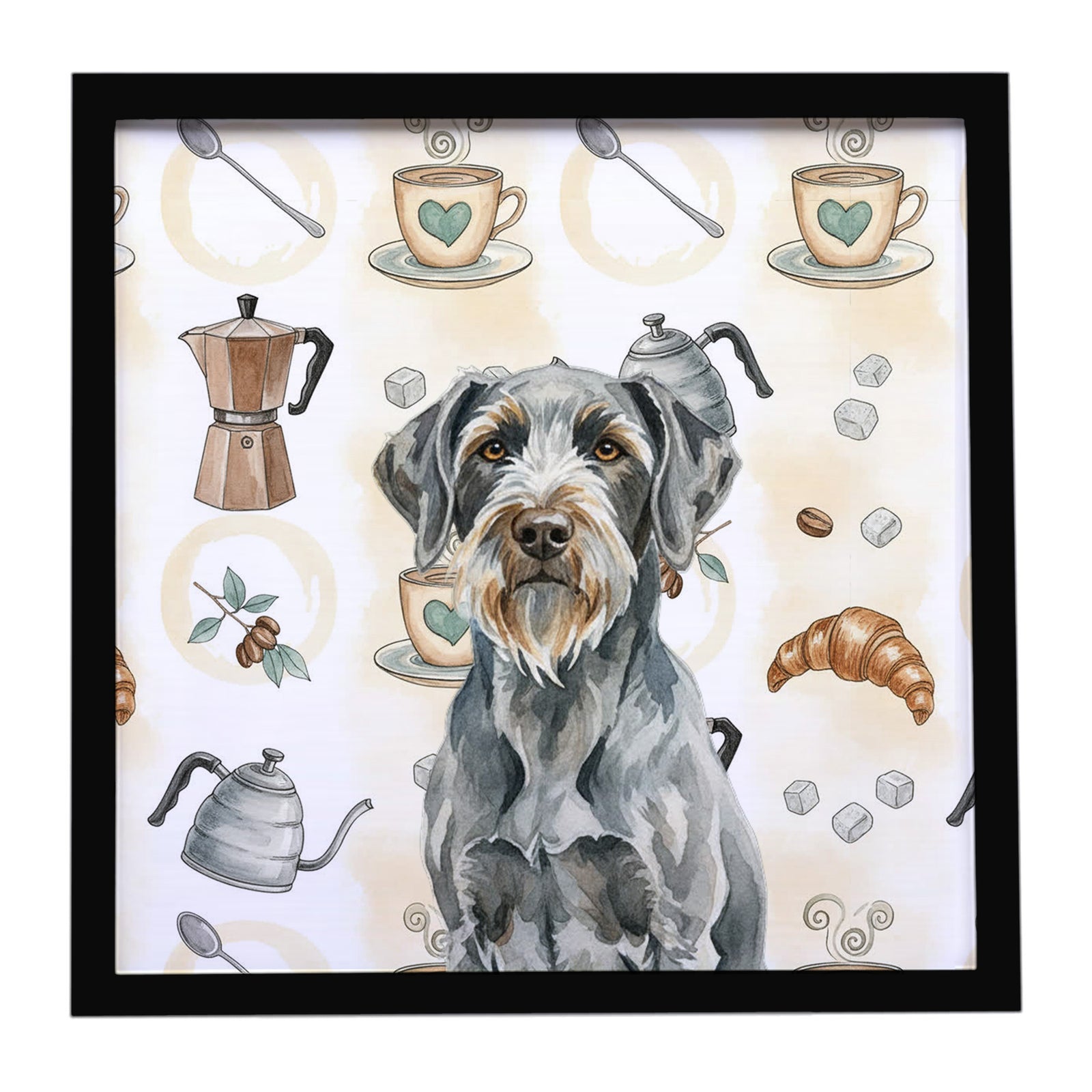 Caroline's Treasures Steel Gray Wirehaired Pointing Griffon Coffee Bar Framed Metal Print