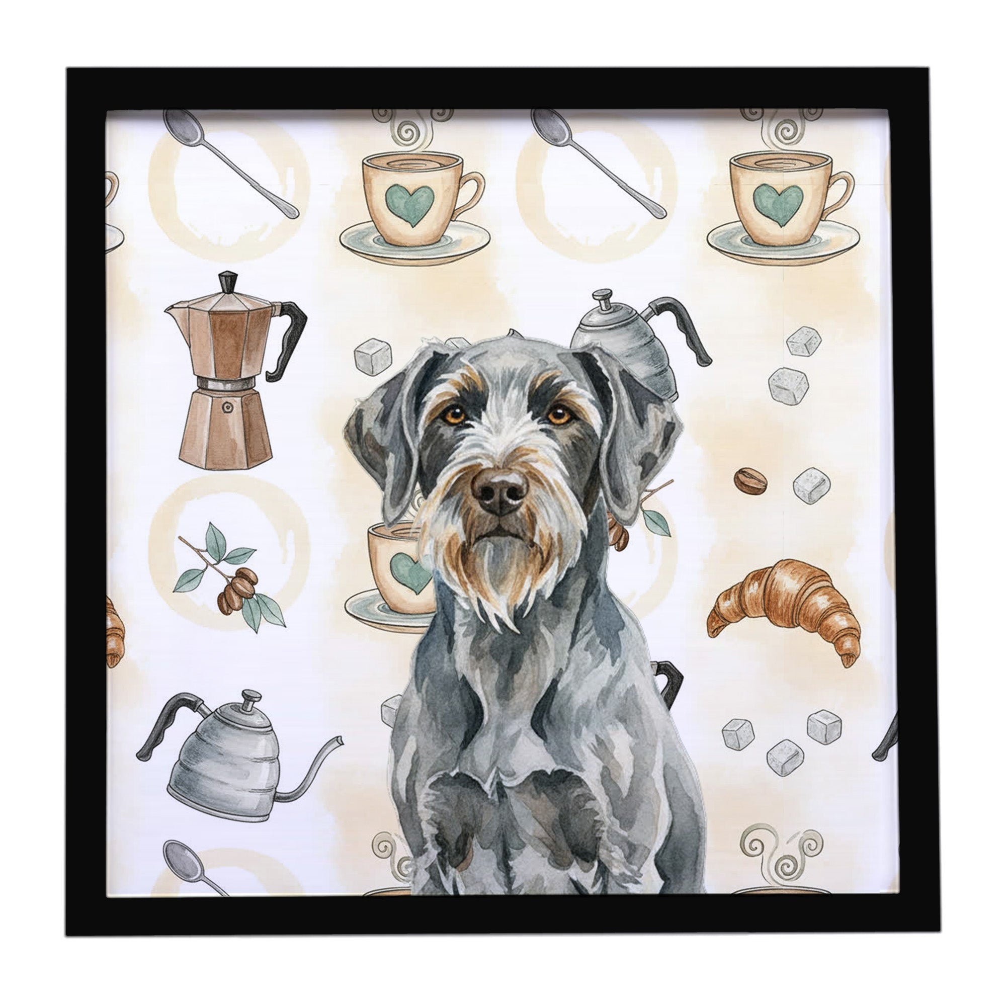 Caroline's Treasures Steel Gray Wirehaired Pointing Griffon Coffee Bar Framed Metal Print