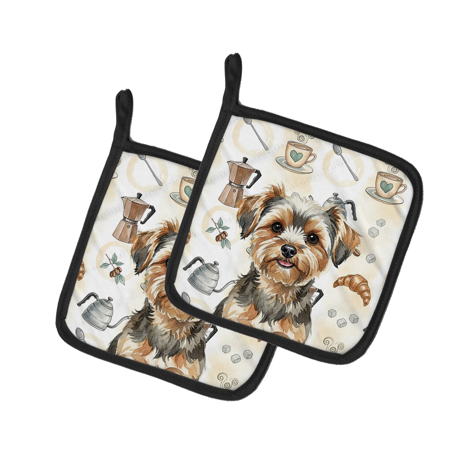 Caroline's Treasures Yorkiepoo Coffee Bar Pair of Pot Holders