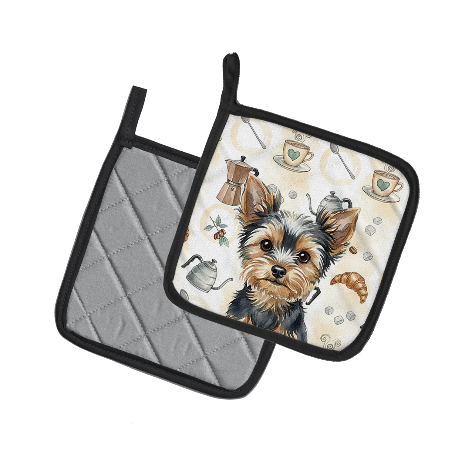Caroline's Treasures Black and Tan Yorkshire Terrier Coffee Bar Pair of Pot Holders