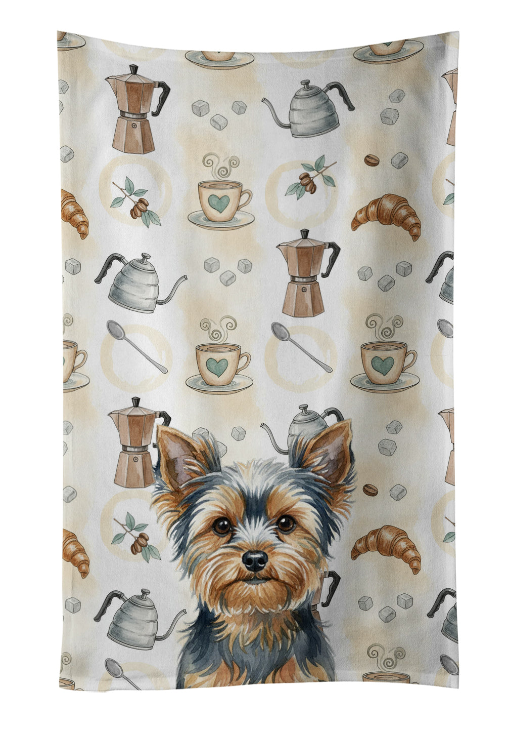 Caroline's Treasures Blue and Tan Yorkshire Terrier Coffee Bar Kitchen Towel
