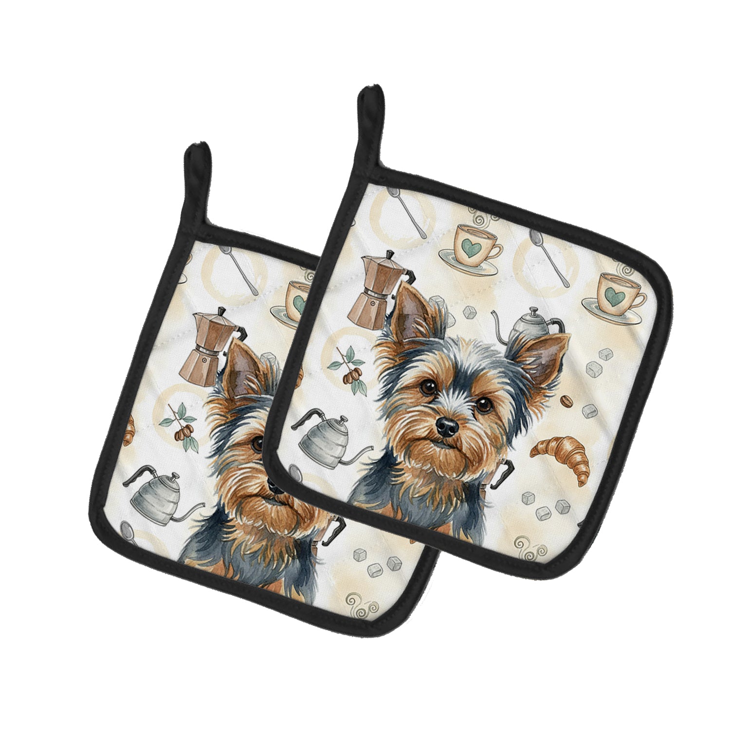 Caroline's Treasures Blue and Tan Yorkshire Terrier Coffee Bar Pair of Pot Holders