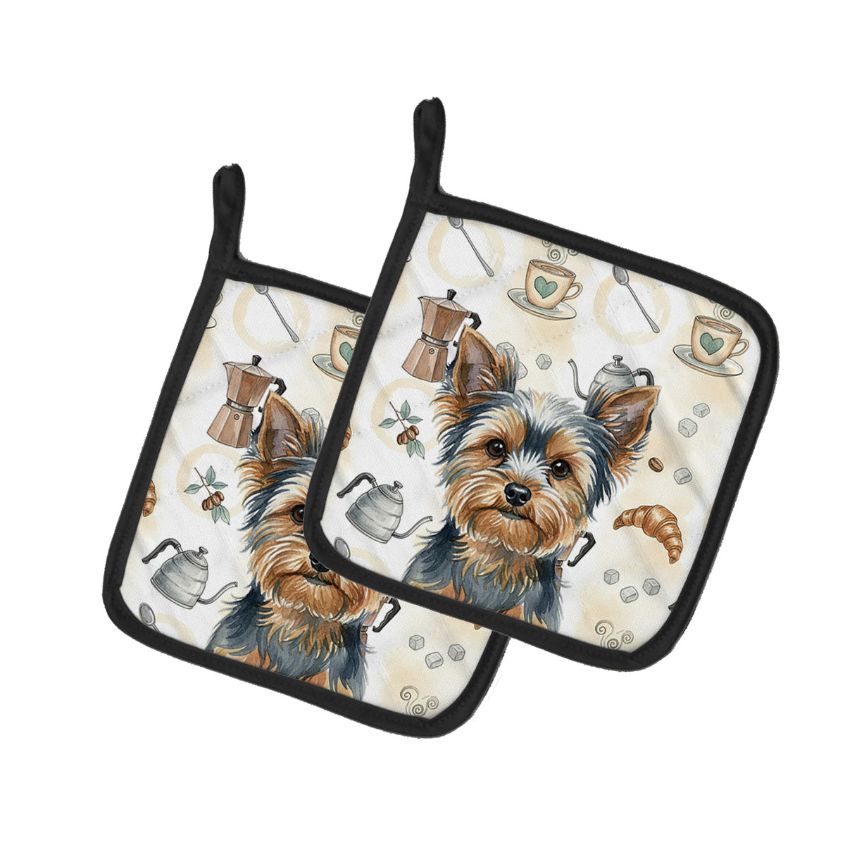 Caroline's Treasures Blue and Tan Yorkshire Terrier Coffee Bar Pair of Pot Holders