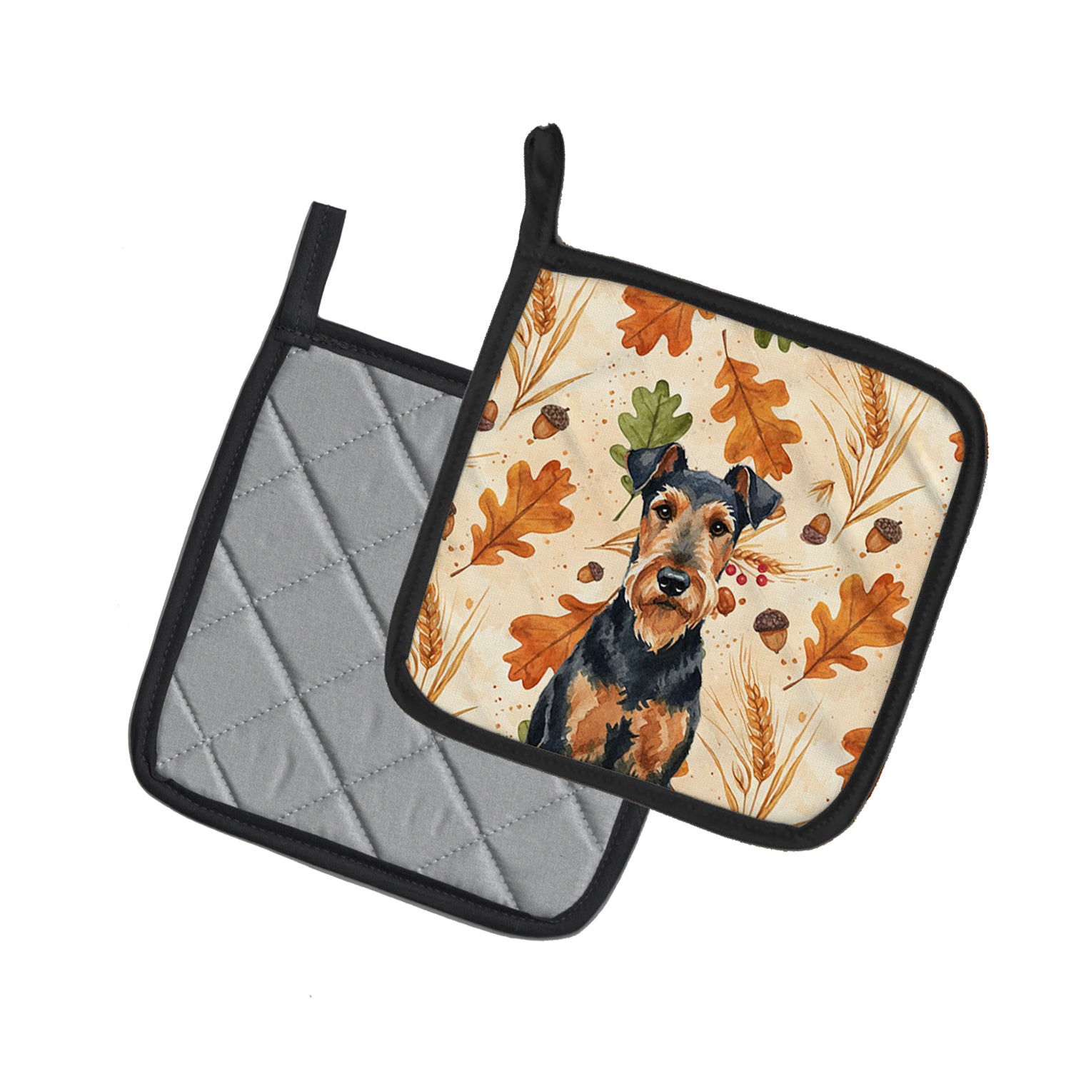 Caroline's Treasures Airedale Terrier Heirloom Fall Pair of Pot Holders
