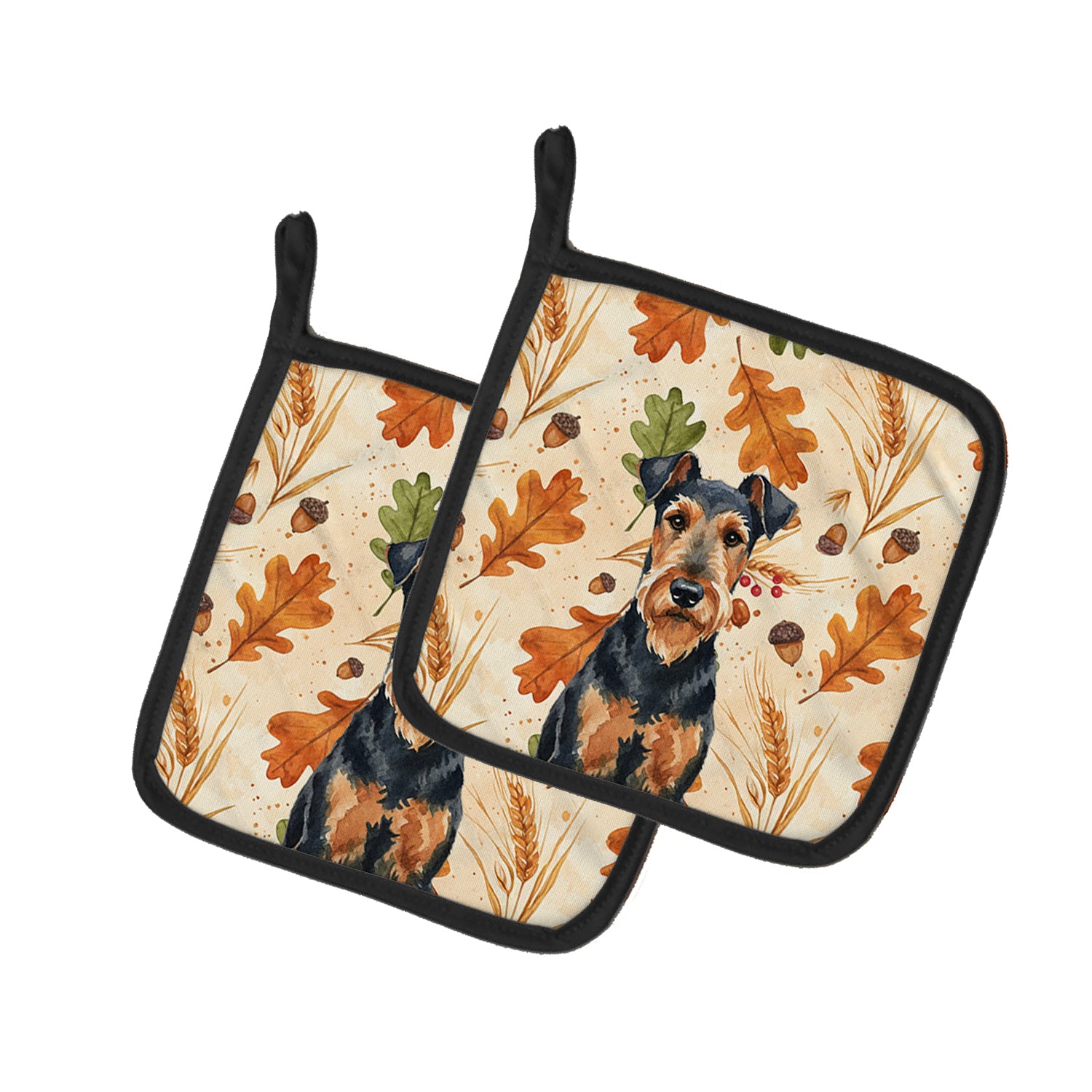 Caroline's Treasures Airedale Terrier Heirloom Fall Pair of Pot Holders