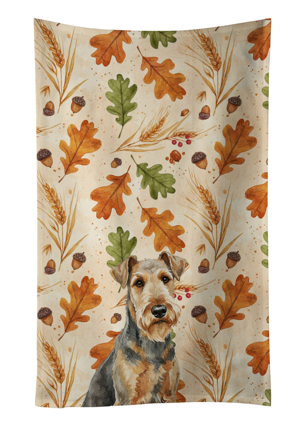 Caroline's Treasures Grizzle Airedale Terrier Heirloom Fall Kitchen Towel