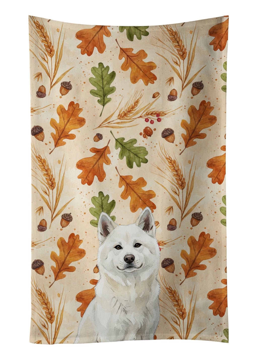 Caroline's Treasures White Akita Heirloom Fall Kitchen Towel