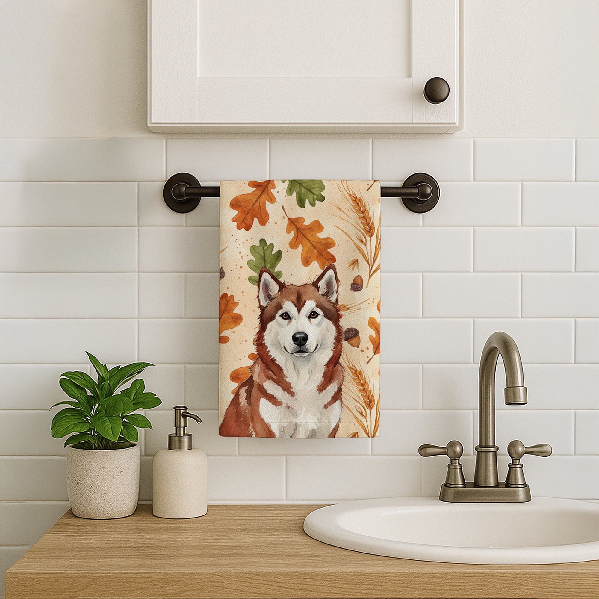 Caroline's Treasures Red and White Alaskan Malamute Heirloom Fall Kitchen Towel