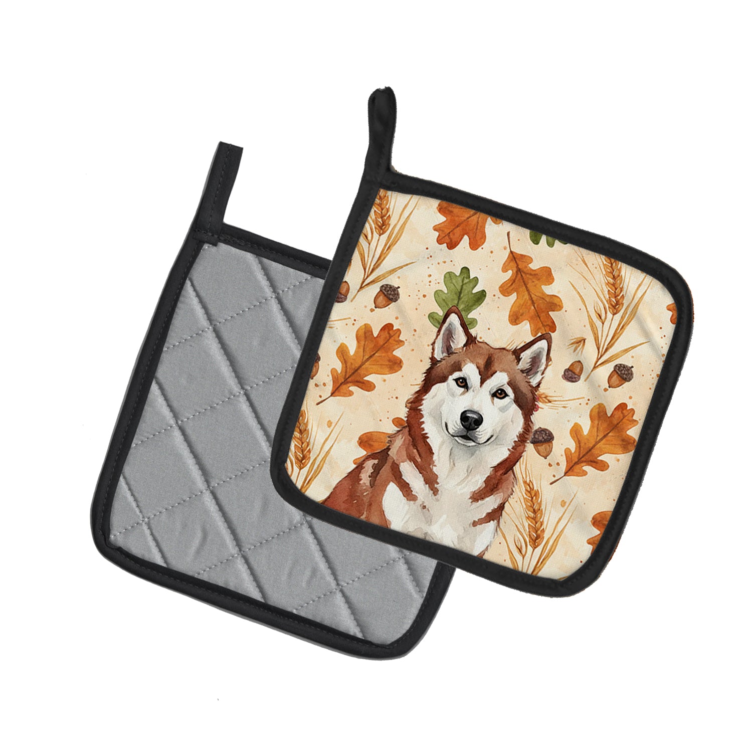 Caroline's Treasures Red and White Alaskan Malamute Heirloom Fall Pair of Pot Holders