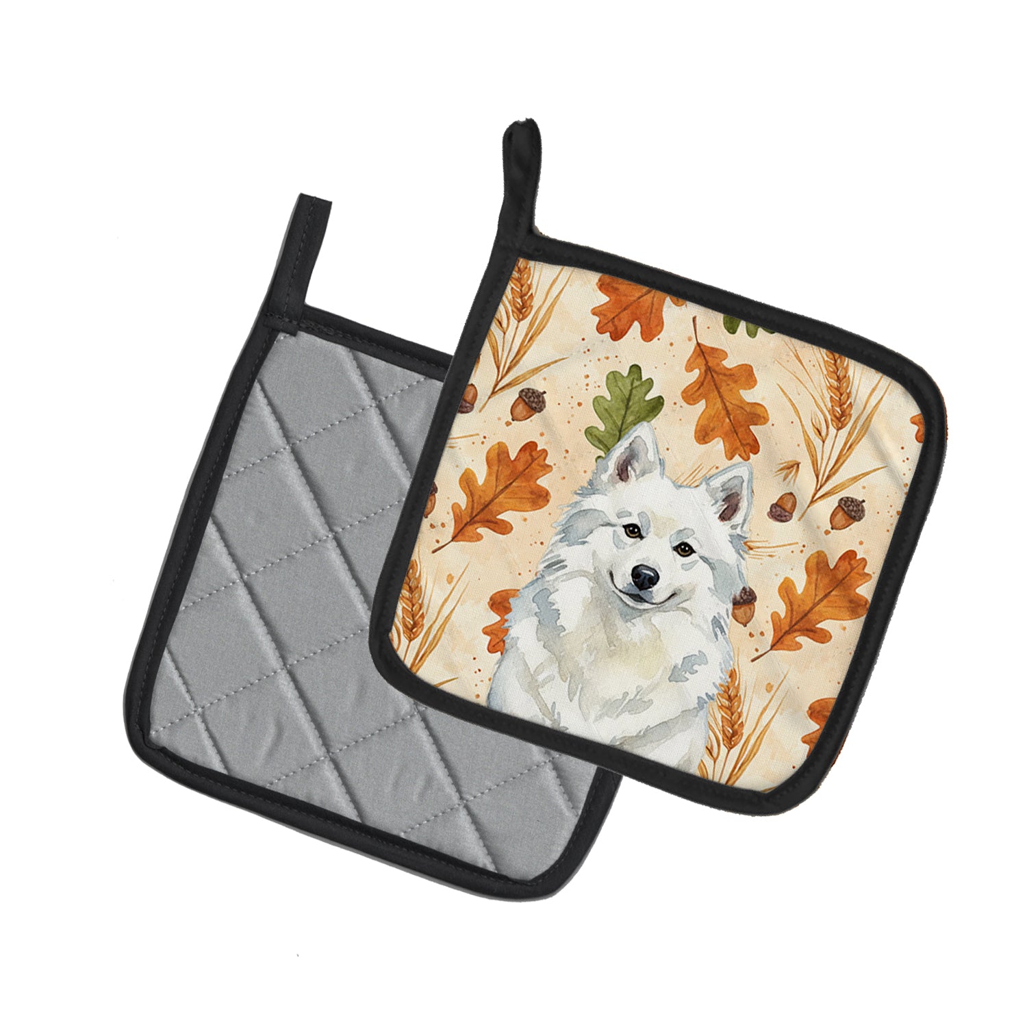 Caroline's Treasures American Eskimo Heirloom Fall Pair of Pot Holders