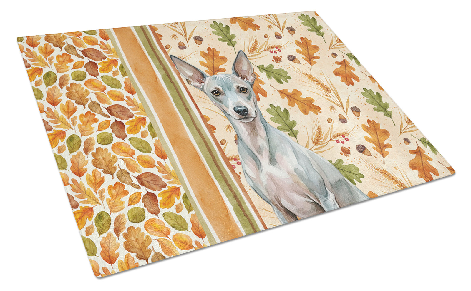 Caroline's Treasures American Hairless Terrier Heirloom Fall Glass Cutting Board
