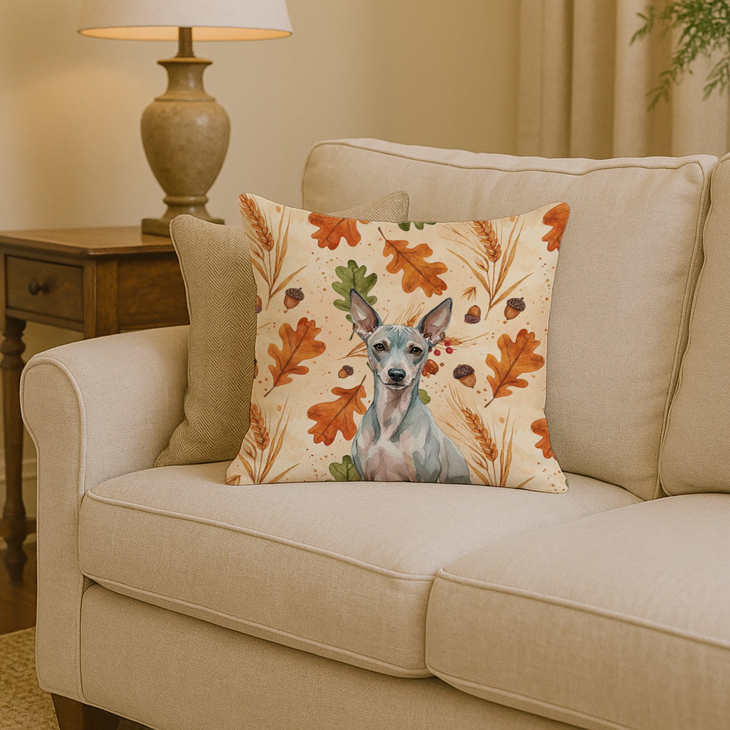 Caroline's Treasures American Hairless Terrier Heirloom Fall Throw Pillow