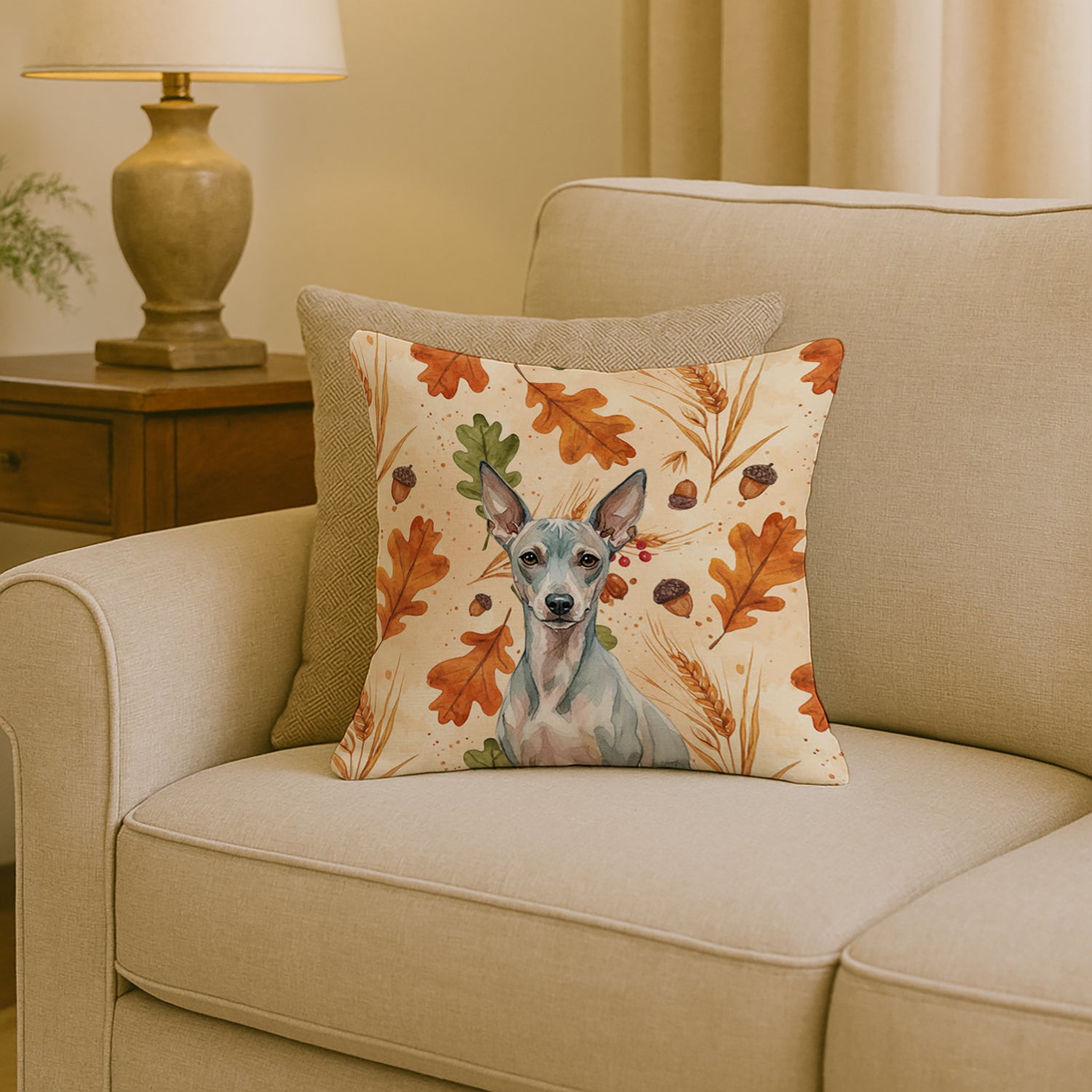 Caroline's Treasures American Hairless Terrier Heirloom Fall Throw Pillow
