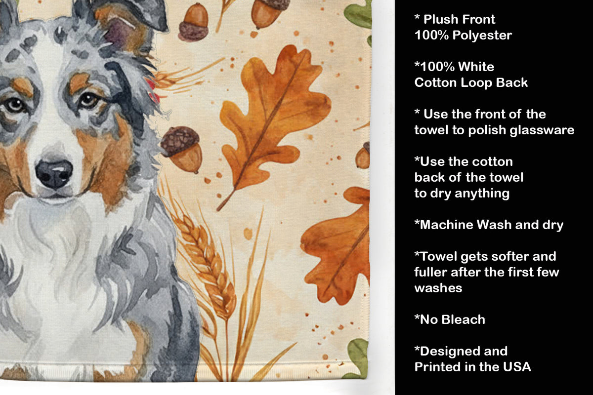 Caroline's Treasures Blue Merle American Shepherd Heirloom Fall Kitchen Towel