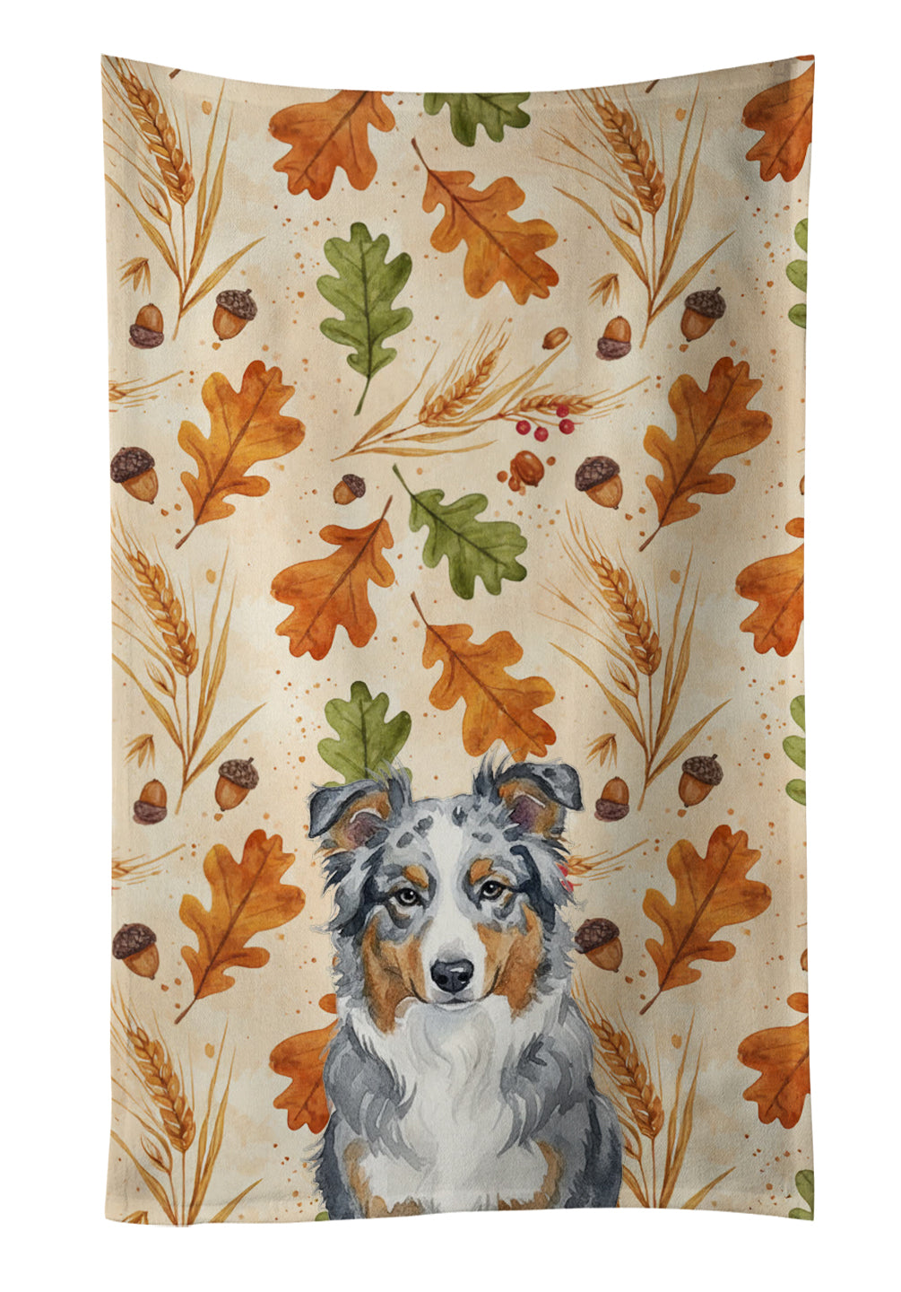 Caroline's Treasures Blue Merle American Shepherd Heirloom Fall Kitchen Towel