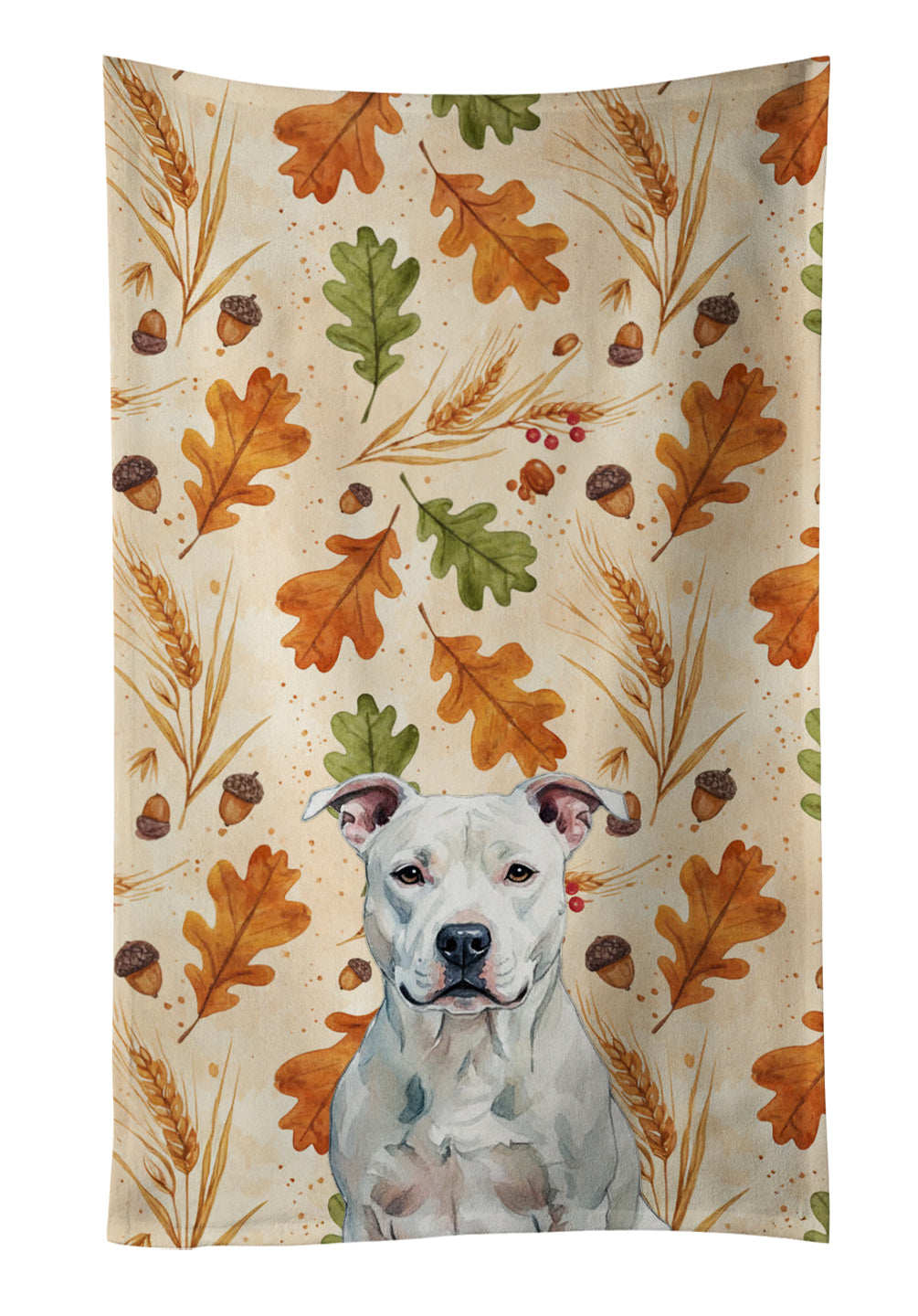 Caroline's Treasures White American Staffordshire Terrier Heirloom Fall Kitchen Towel
