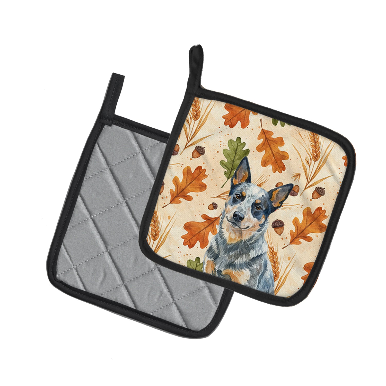 Caroline's Treasures Blue Heeler Australian Cattle Dog Heirloom Fall Pair of Pot Holders