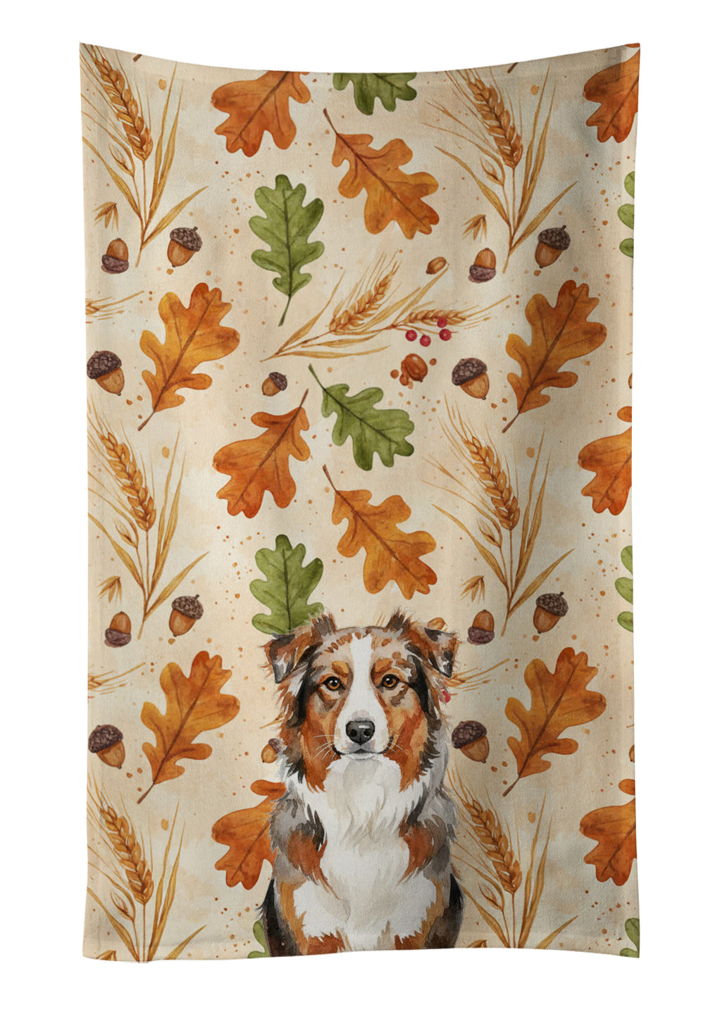 Caroline's Treasures Red Merle Australian Shepherd Heirloom Fall Kitchen Towel