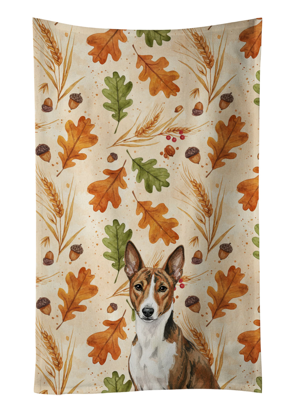 Caroline's Treasures Brindle and White Basenji Heirloom Fall Kitchen Towel