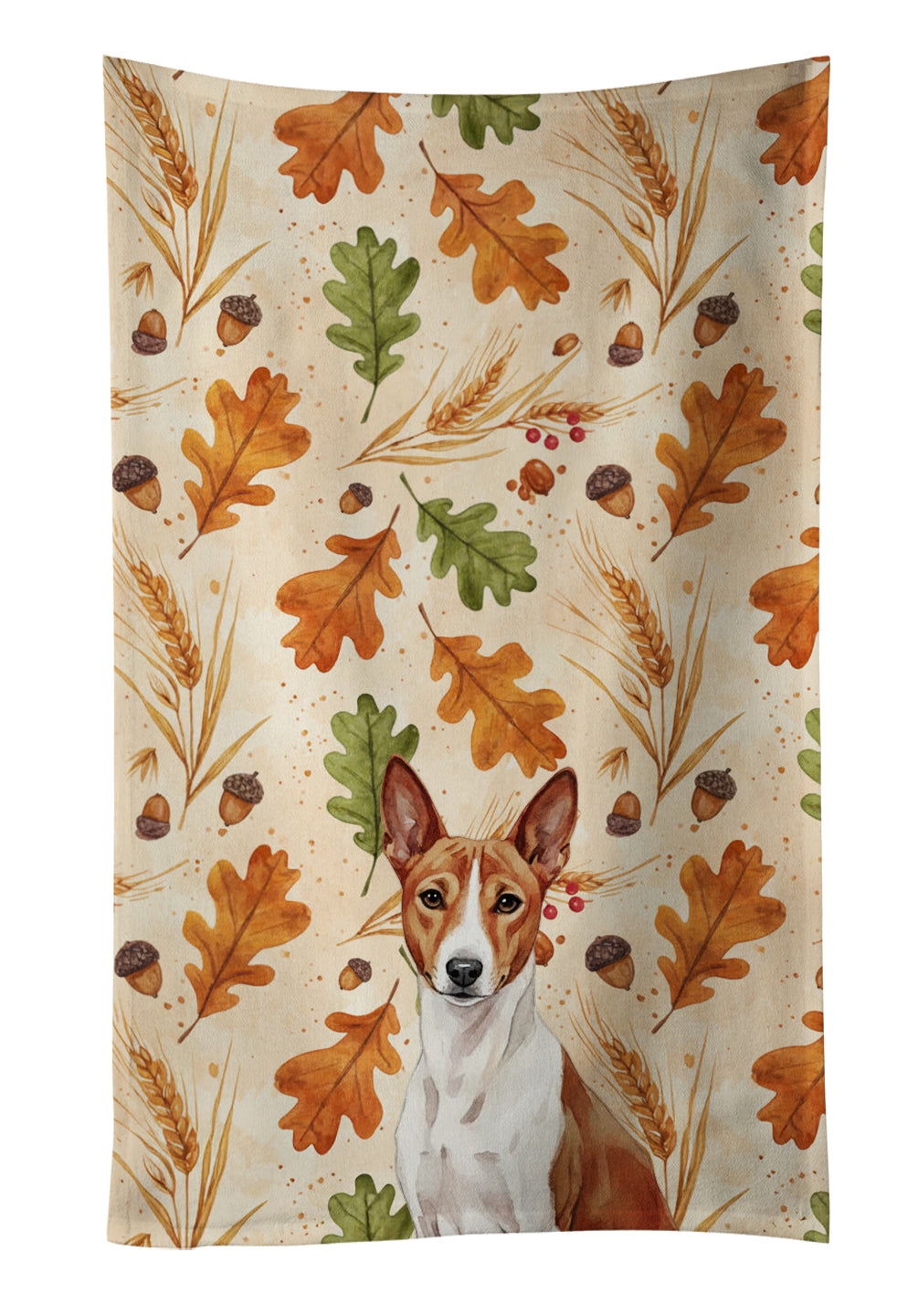 Caroline's Treasures Red and White Basenji Heirloom Fall Kitchen Towel