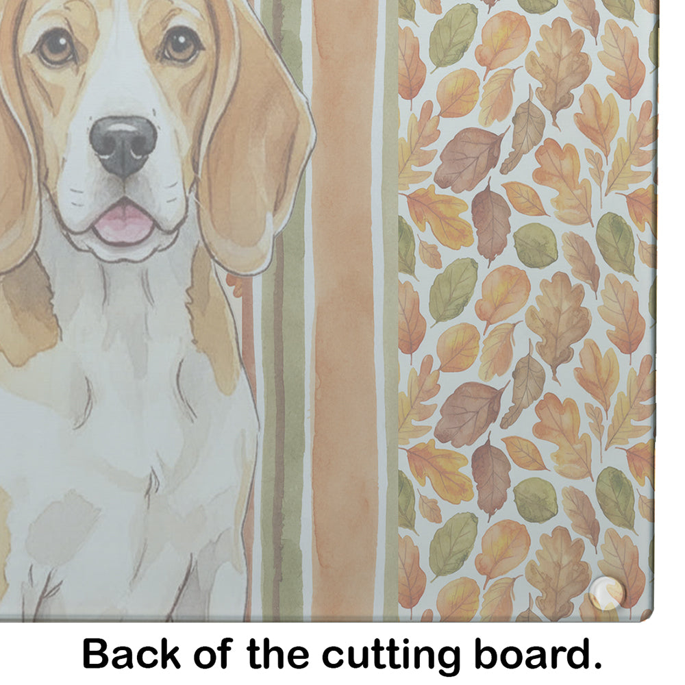 Caroline's Treasures Lemon and White Beagle Heirloom Fall Glass Cutting Board