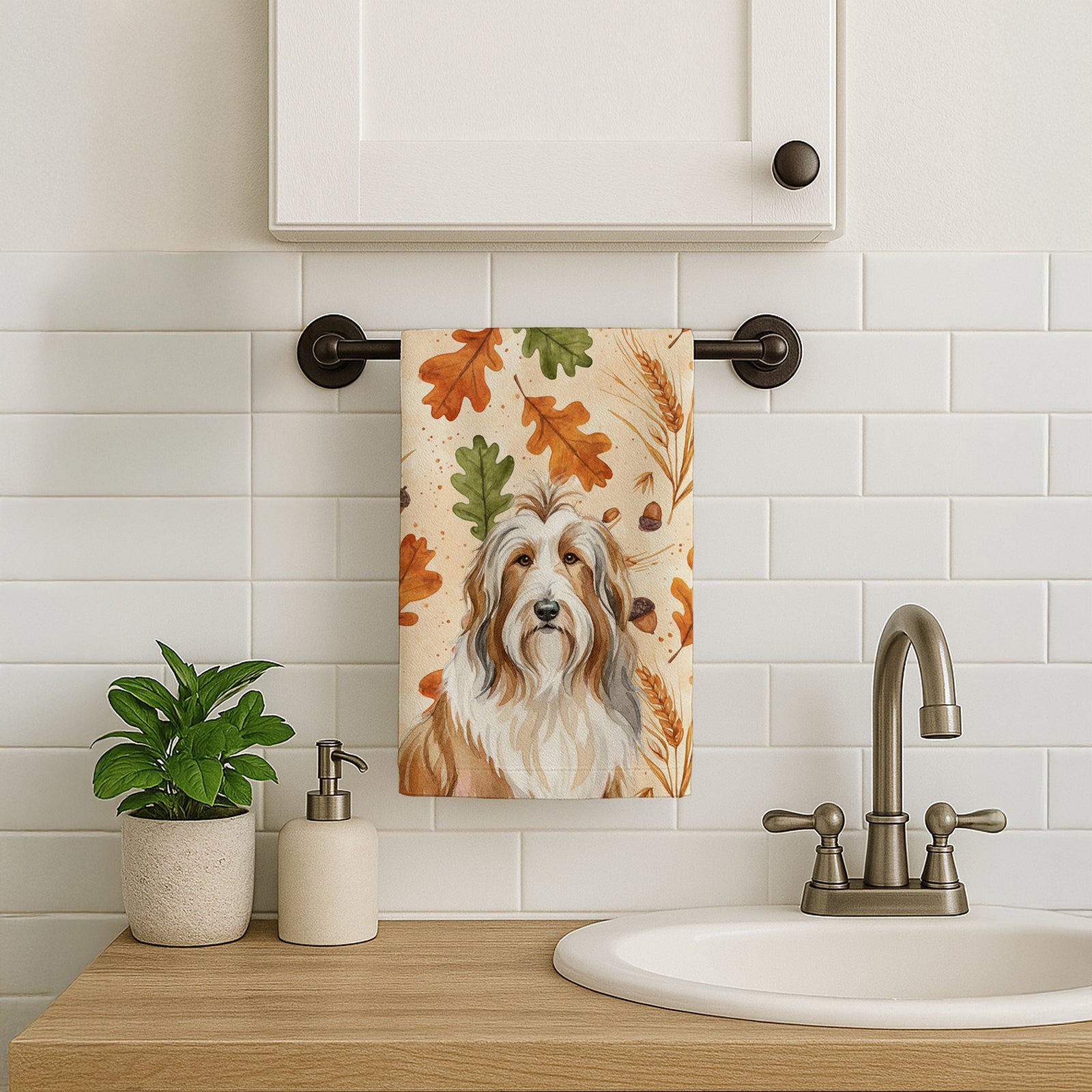 Caroline's Treasures Fawn Bearded Collie Heirloom Fall Kitchen Towel