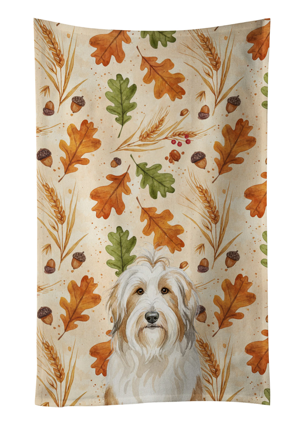 Caroline's Treasures White and Tan Bearded Collie Heirloom Fall Kitchen Towel