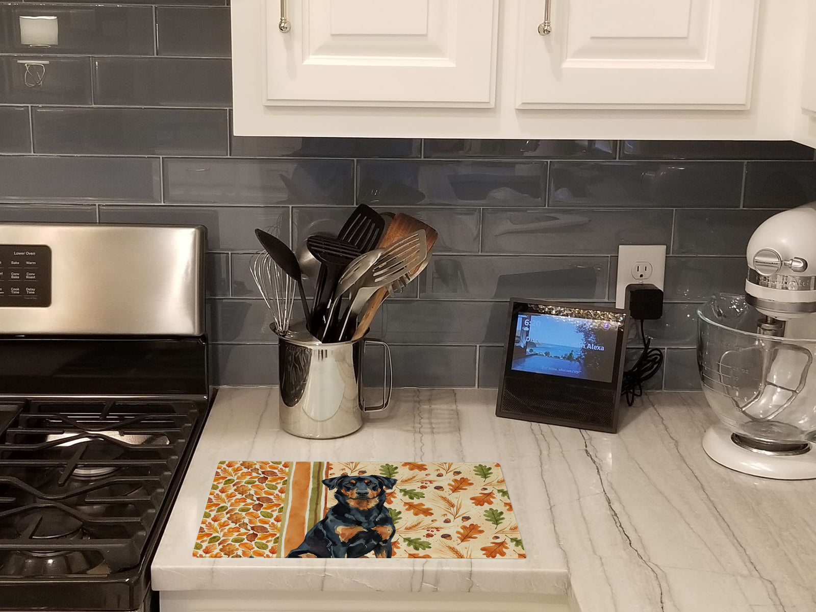 Caroline's Treasures Beauceron Heirloom Fall Glass Cutting Board