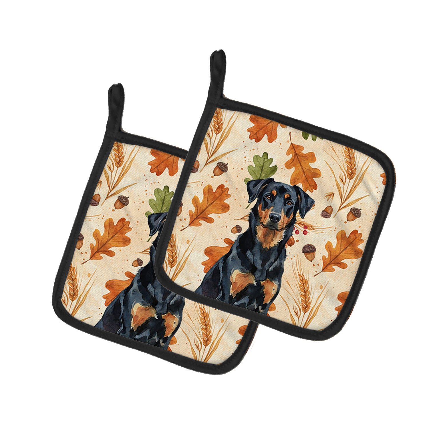 Caroline's Treasures Beauceron Heirloom Fall Pair of Pot Holders