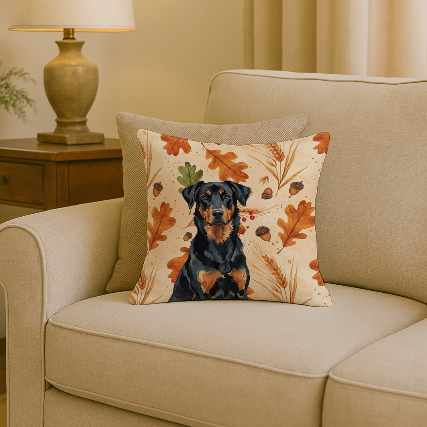 Caroline's Treasures Beauceron Heirloom Fall Throw Pillow