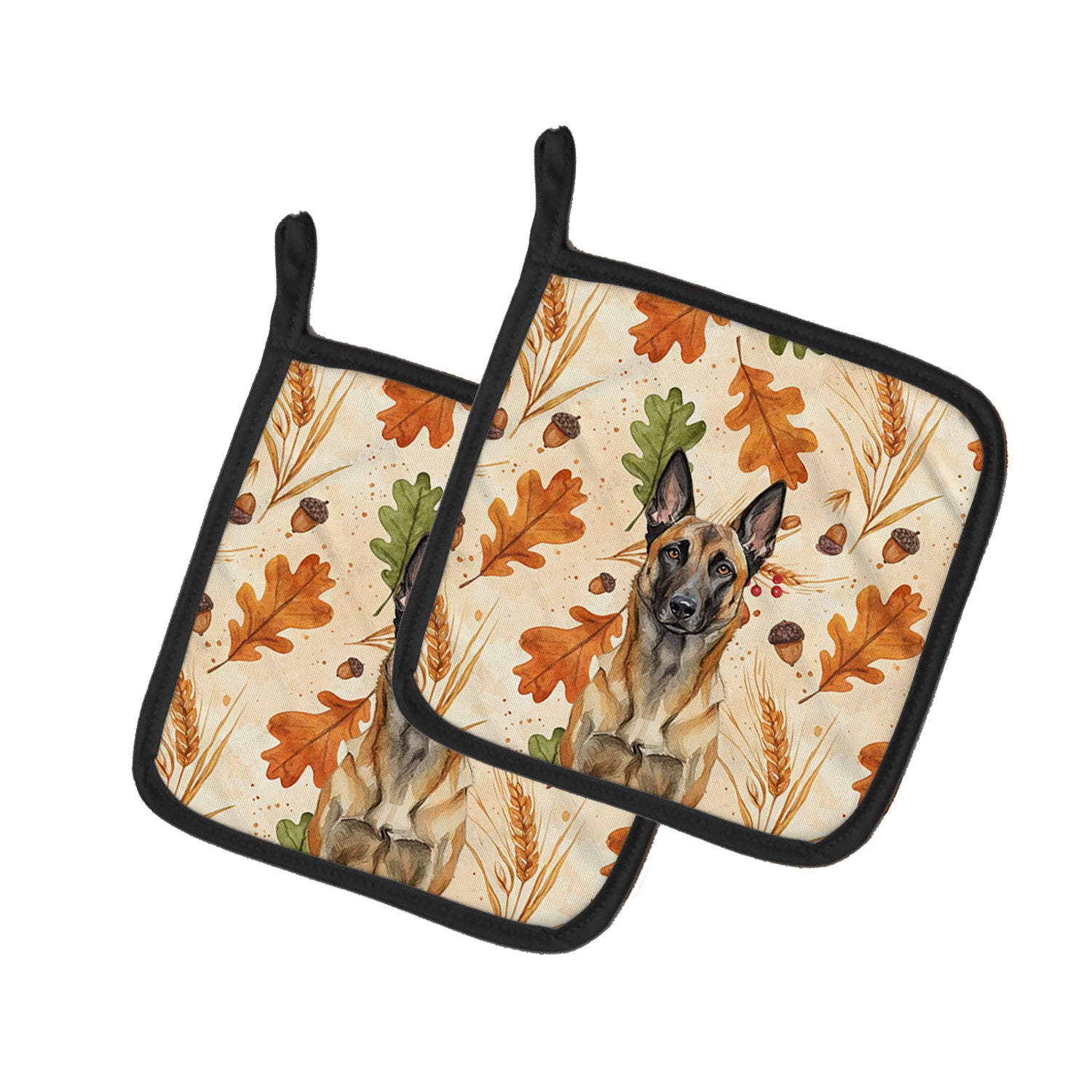 Caroline's Treasures Belgian Malinois Heirloom Fall Pair of Pot Holders