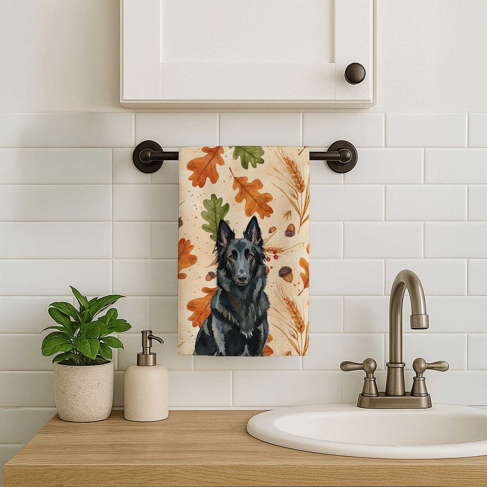 Caroline's Treasures Belgian Sheepdog Groenendael Heirloom Fall Kitchen Towel