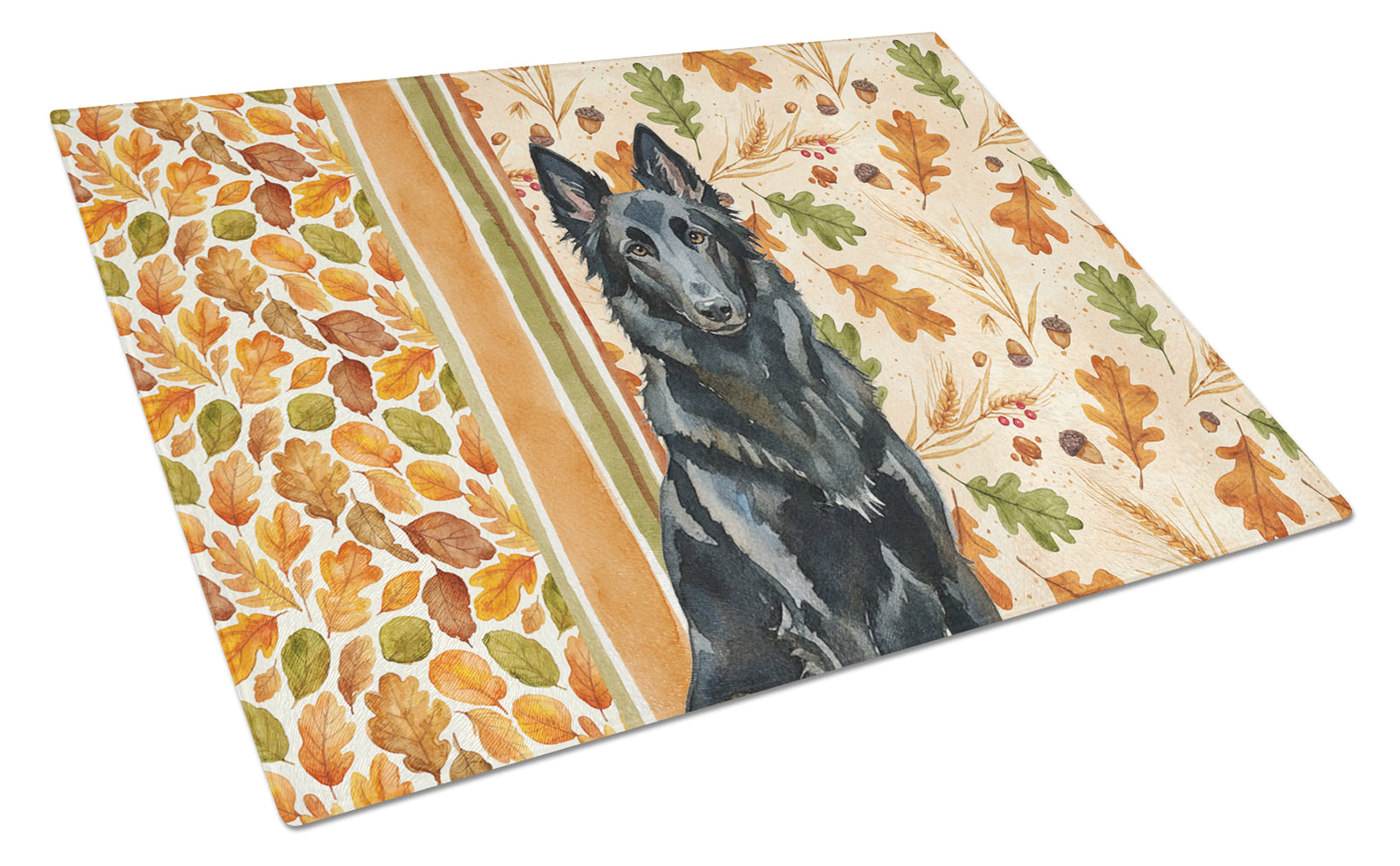 Caroline's Treasures Belgian Sheepdog Groenendael Heirloom Fall Glass Cutting Board