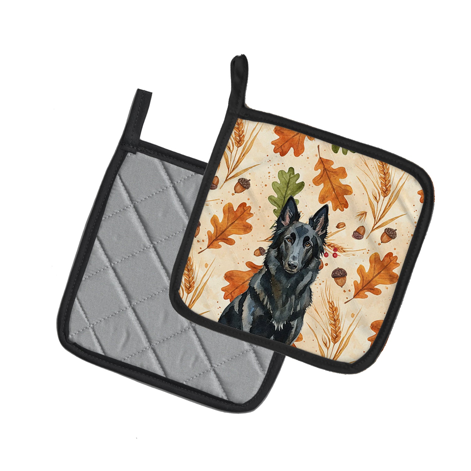 Caroline's Treasures Belgian Sheepdog Groenendael Heirloom Fall Pair of Pot Holders