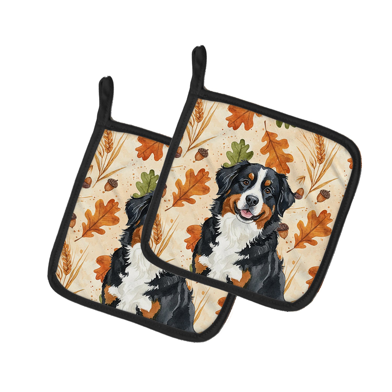Caroline's Treasures Bernese Mountain Dog Heirloom Fall Pair of Pot Holders