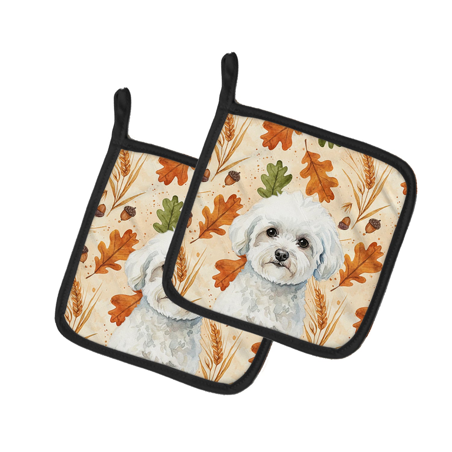 Caroline's Treasures Bichon Frise Heirloom Fall Pair of Pot Holders