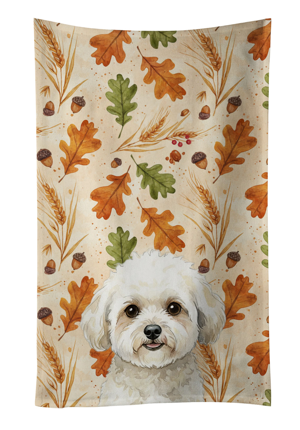 Caroline's Treasures White and Cream Bichon Frise Heirloom Fall Kitchen Towel