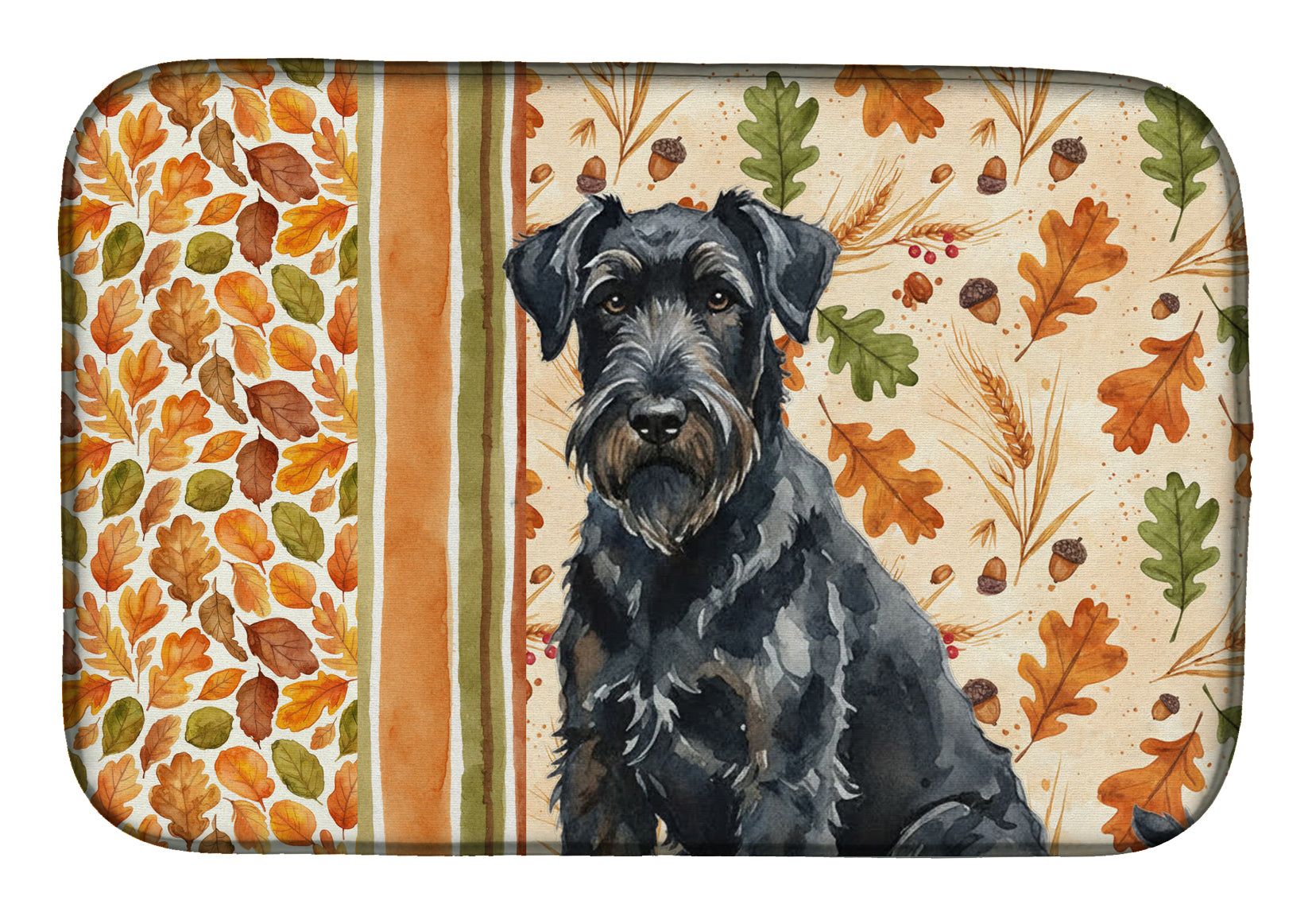 Caroline's Treasures Black Russian Terrier Heirloom Fall Dish Drying Mat