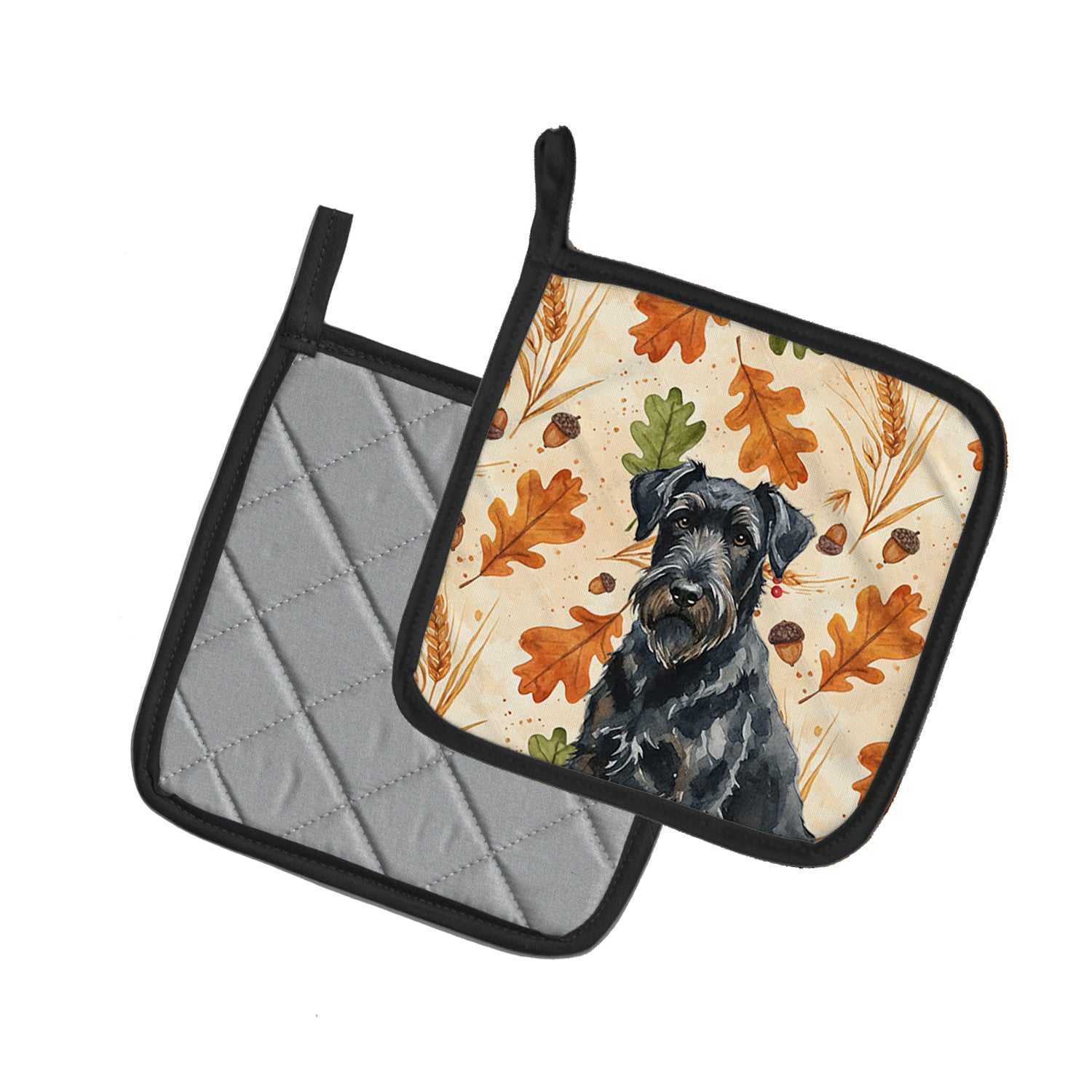 Caroline's Treasures Black Russian Terrier Heirloom Fall Pair of Pot Holders