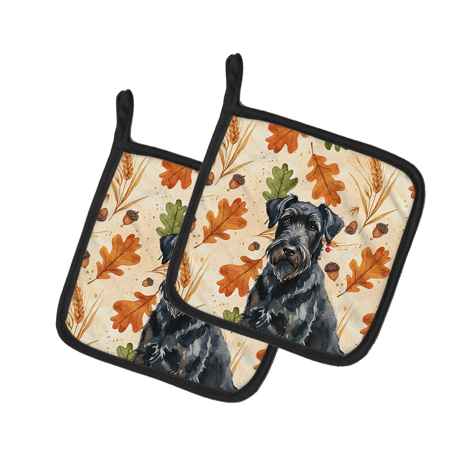 Caroline's Treasures Black Russian Terrier Heirloom Fall Pair of Pot Holders