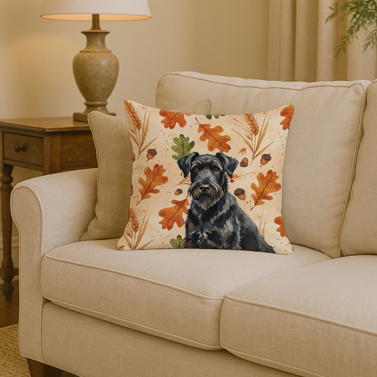 Caroline's Treasures Black Russian Terrier Heirloom Fall Throw Pillow