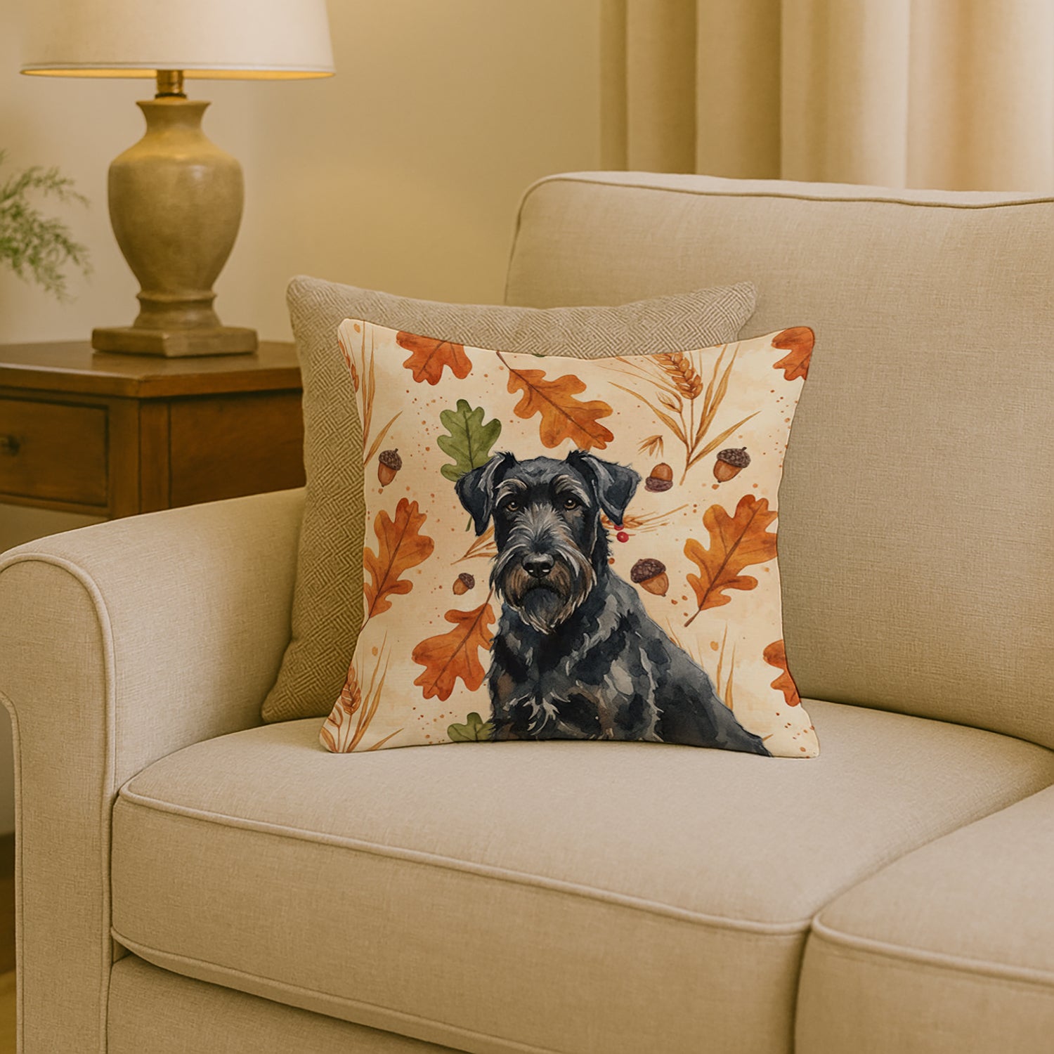 Caroline's Treasures Black Russian Terrier Heirloom Fall Throw Pillow