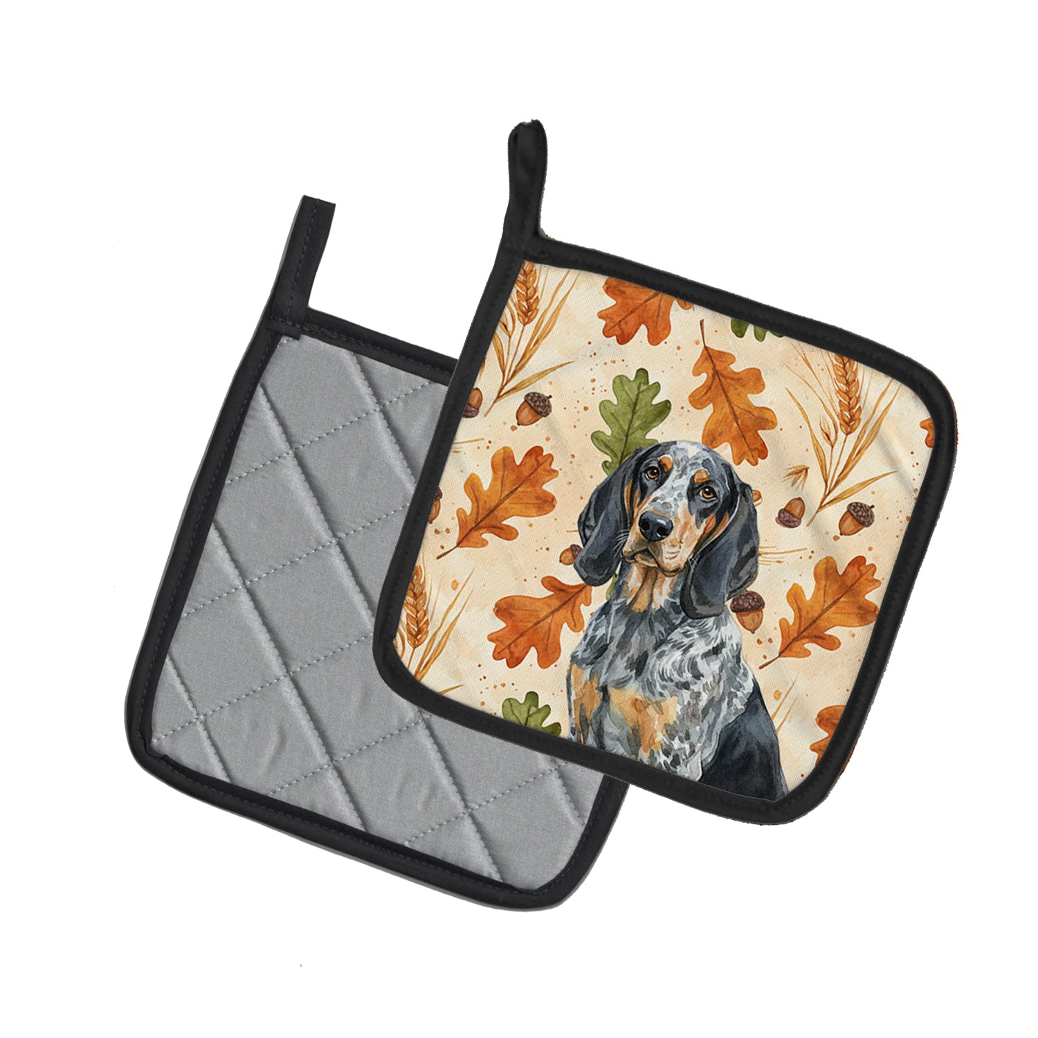 Caroline's Treasures Bluetick Coonhound Heirloom Fall Pair of Pot Holders