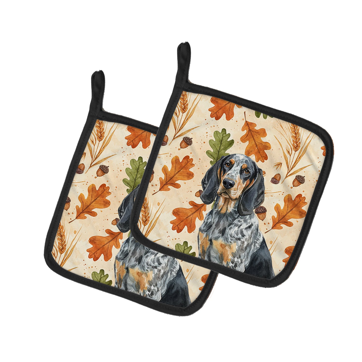 Caroline's Treasures Bluetick Coonhound Heirloom Fall Pair of Pot Holders