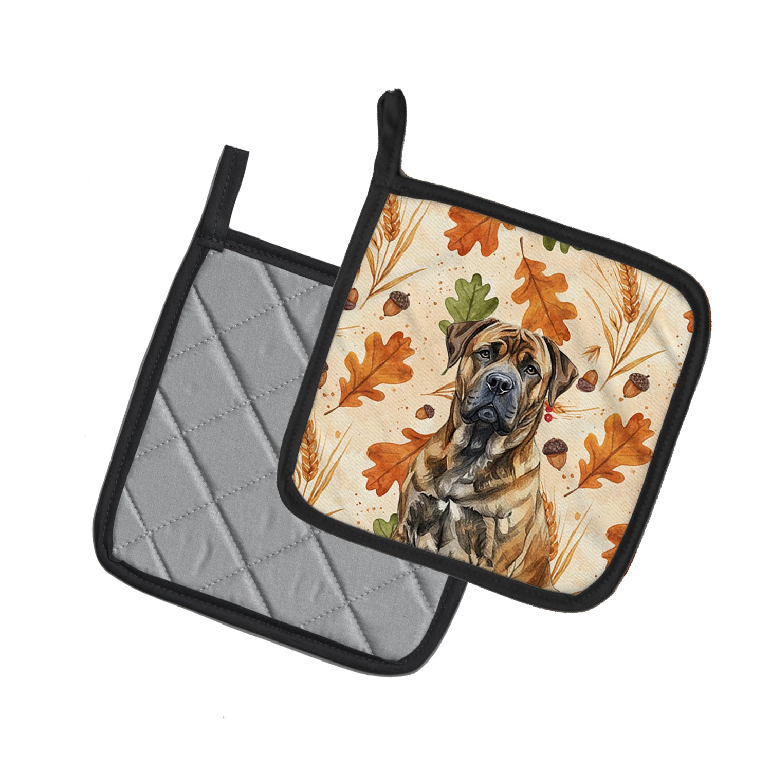 Caroline's Treasures Brindle Boerboel Heirloom Fall Pair of Pot Holders