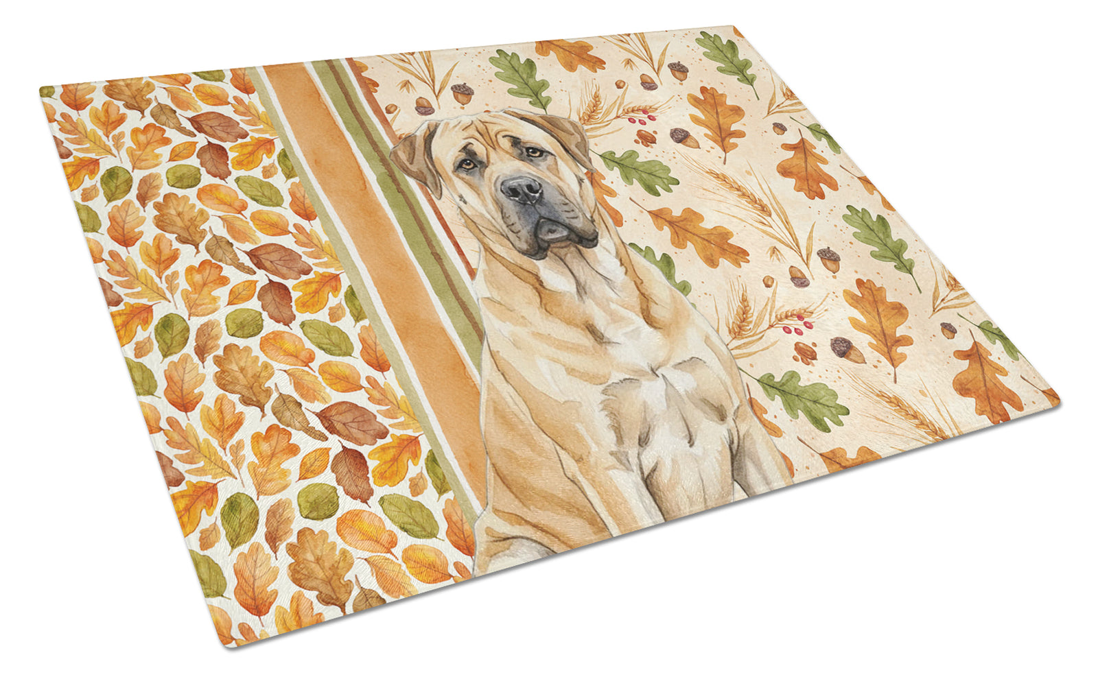 Caroline's Treasures Fawn Boerboel Heirloom Fall Glass Cutting Board