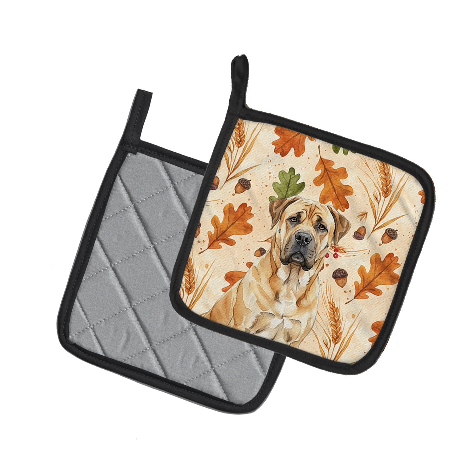 Caroline's Treasures Fawn Boerboel Heirloom Fall Pair of Pot Holders