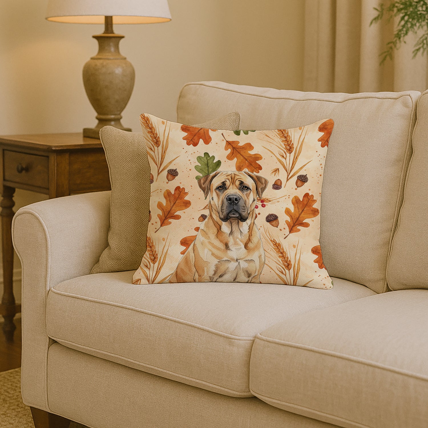 Caroline's Treasures Fawn Boerboel Heirloom Fall Throw Pillow