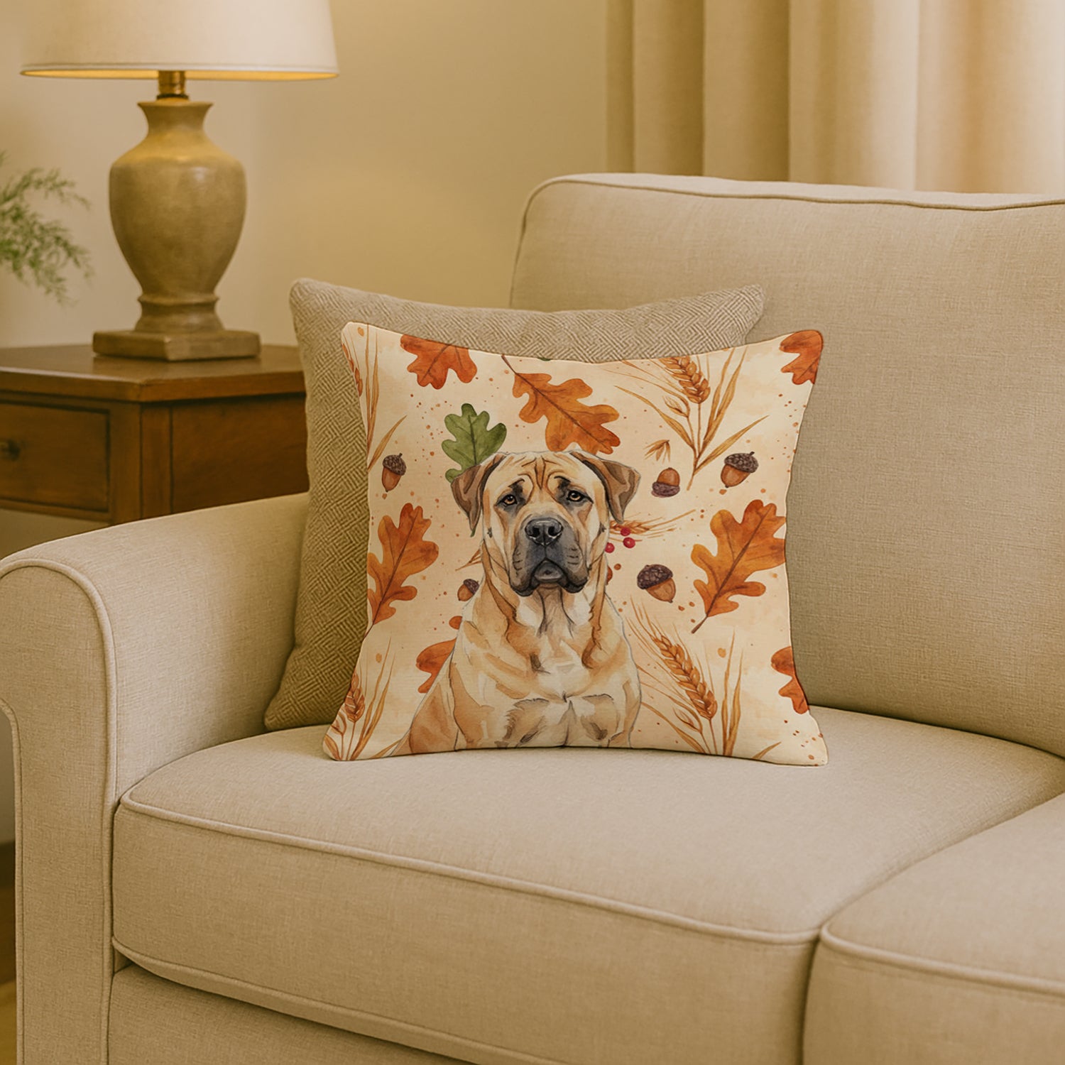 Caroline's Treasures Fawn Boerboel Heirloom Fall Throw Pillow